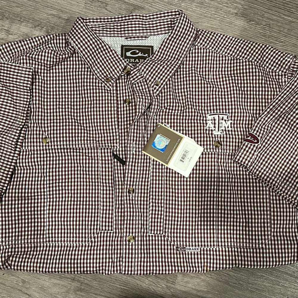Drake Men's Burgundy Checkered Button Down Shirt - ATM